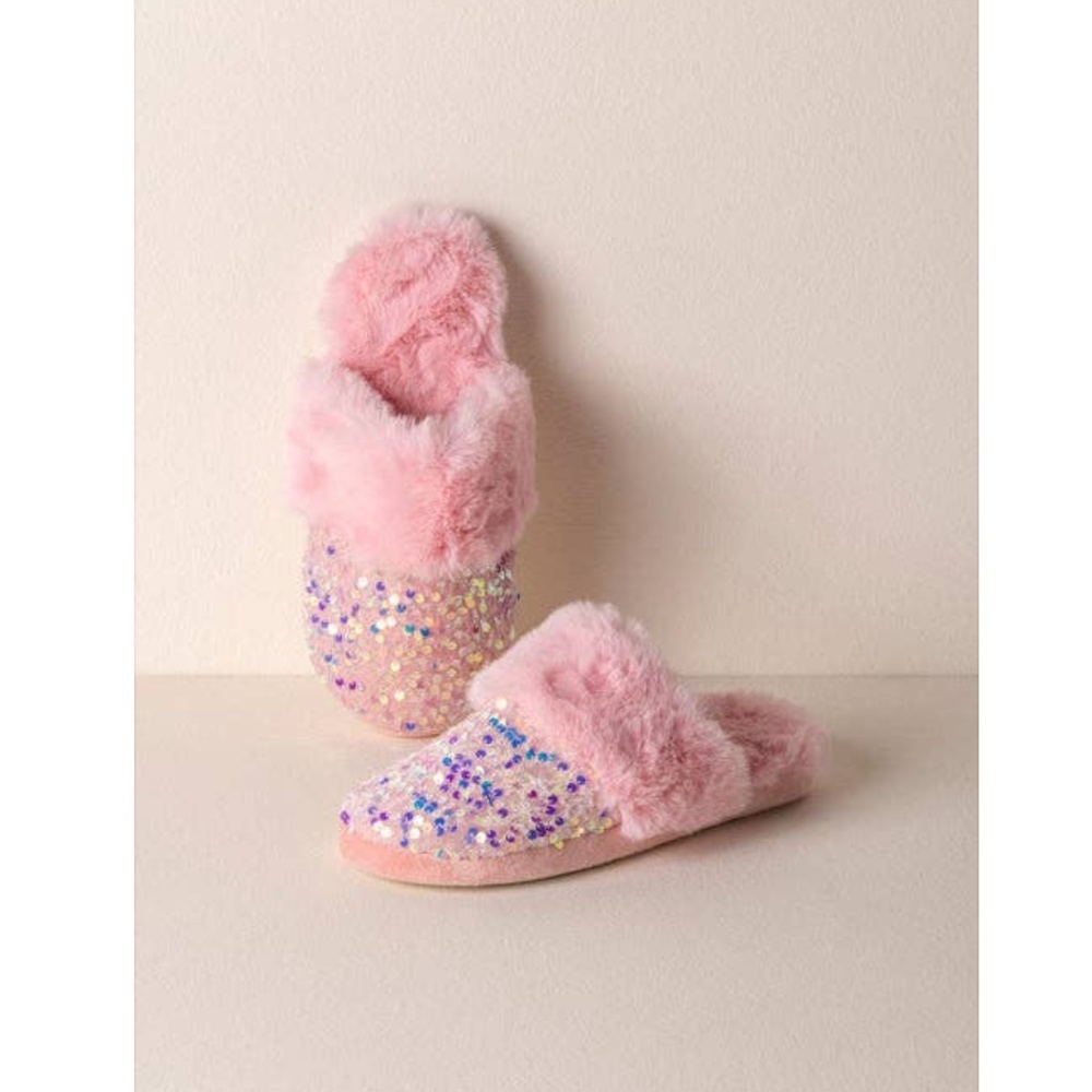 Shiraleah Pink Sequin Slippers NEVER USED